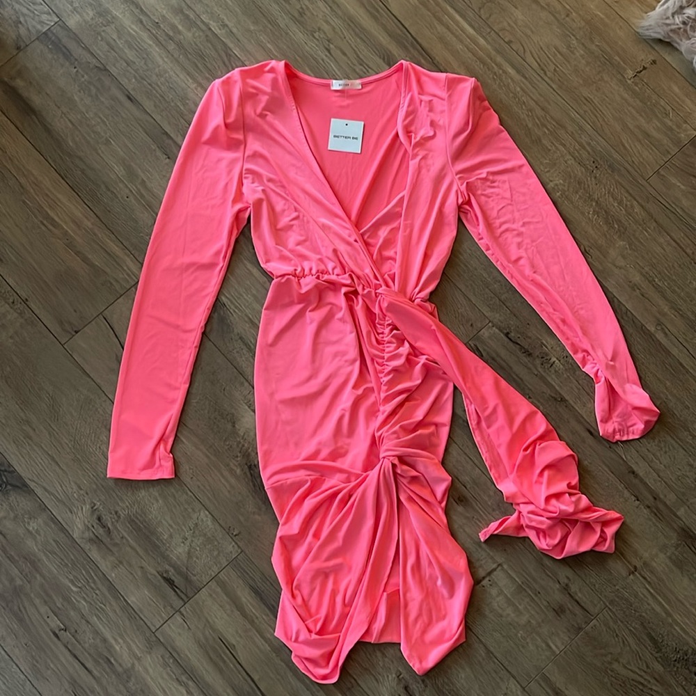 HOT PINK LONG SLEEVE DRESS